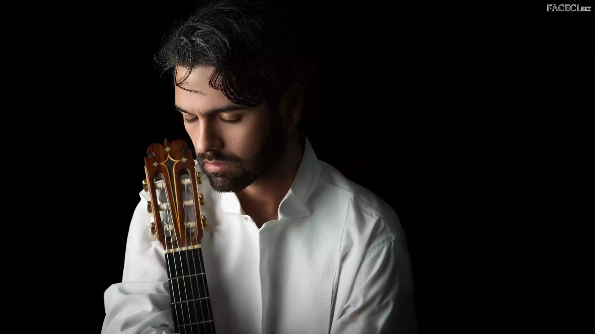 Koszula, Mężczyzna, Julio Cortés, Gitara, Biała, Kolczyk